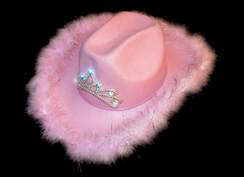 cowboy hat - pink fluffy - light-up led